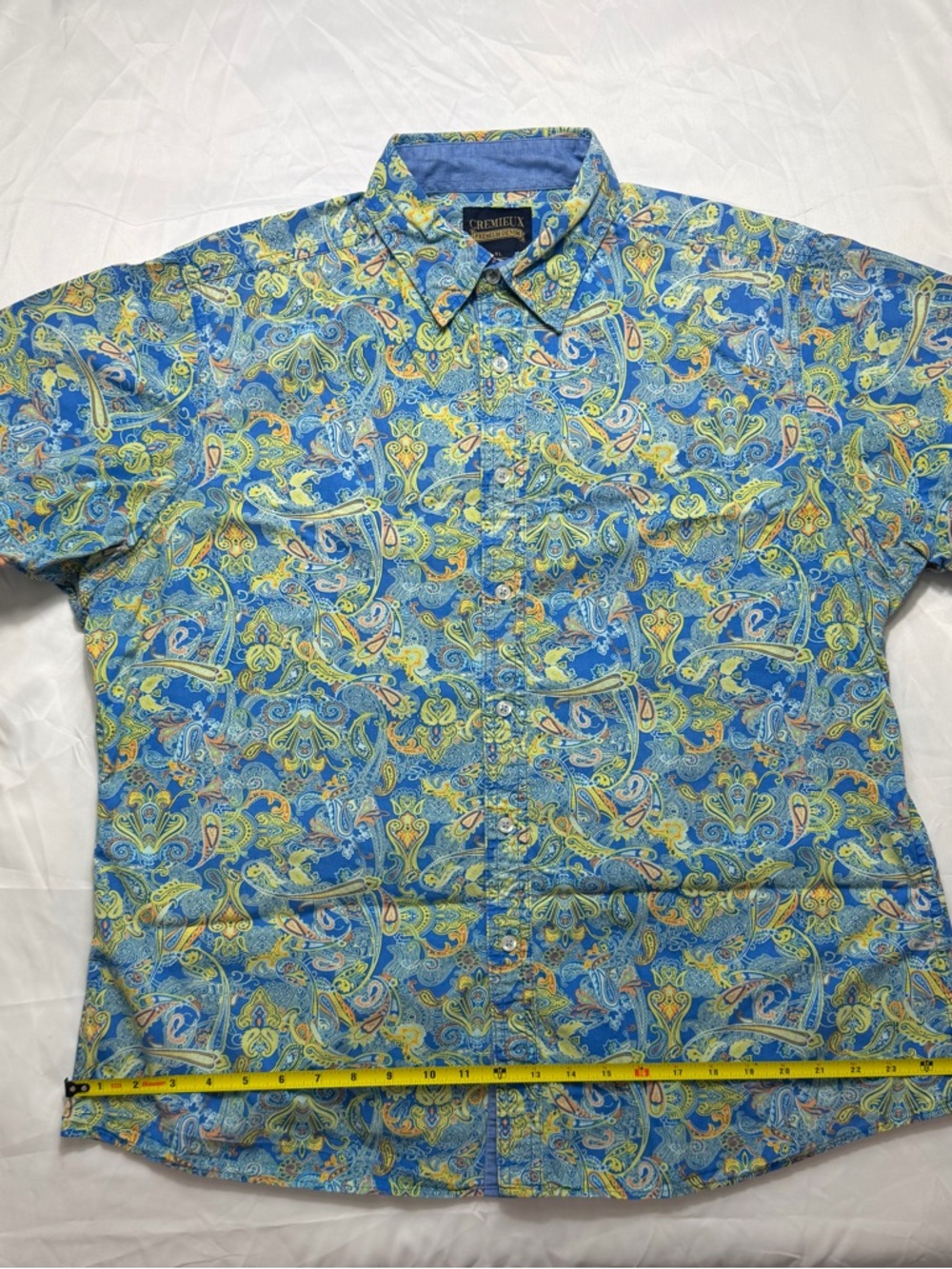 Daniel Cremieux Blue and Yellow Paisley Short Sleeve Button-Up Shirt - Picture 5 of 10